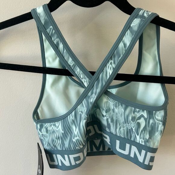 Under Armour Sports Bra Women’s Size XS Printed Cross back Mid Compression Bra - Picture 2 of 10